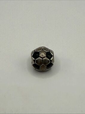 Vintage Silver Tone Soccer Ball Bracelet Charm